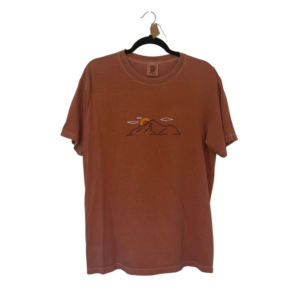 Hand Embroidered Mountain T-Shirt